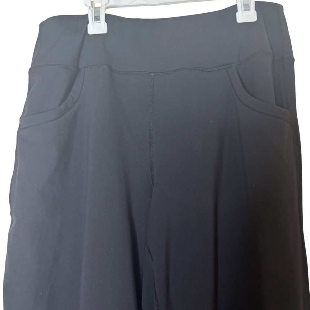 Promover Women’s XL Black Wide Leg Cropped Pants Pull On Stretch Minimalist - Picture 2 of 5